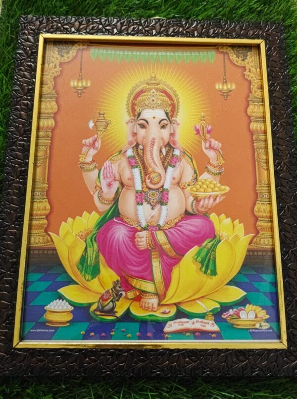 Lord Ganesha Photo Frame Glitter Matt Without Glass