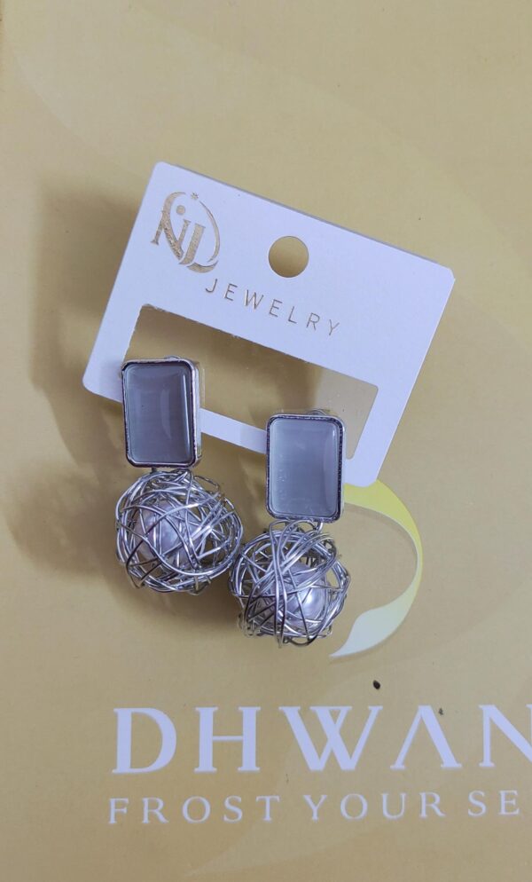 Fancy Trapped Pearl Stud Earrings - Image 2