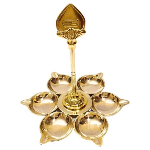 Arumuga Vilakku With Vel [Brass] [Small]