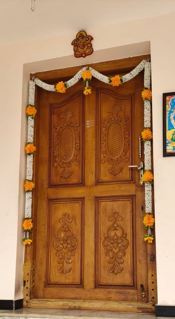 Toran For Door Frame - Artificial Garland - White and Yellow Flower Style [Handmade]
